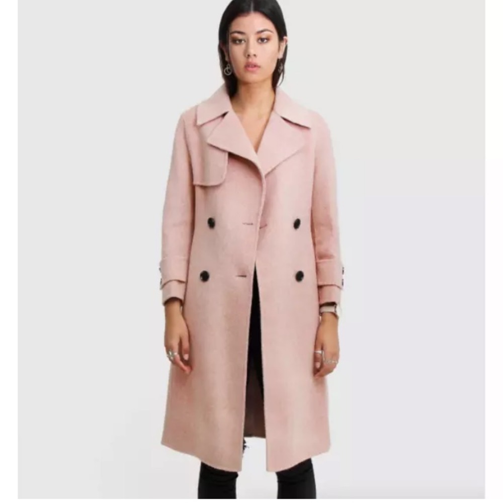 Bell & Bloom Endless Attention Wool Coat M Rose Pink Double Breasted